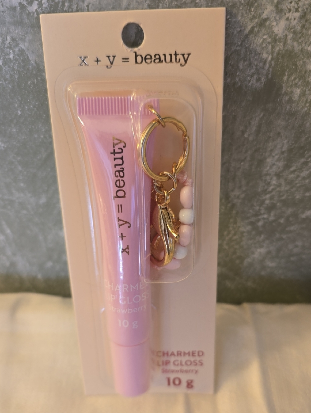 Charmed Lip Gloss Strawberry, Shine Light Pigment With Charms Hang On Keys Bag